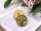27mm Round Guardian Angel Button - Antiqued Crystal with Gold Wash - Czech Glass Buttons